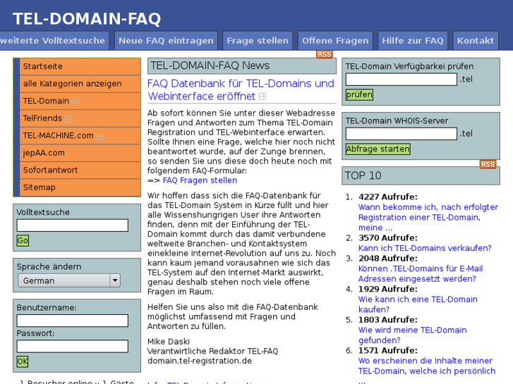 www.tel-domain-faq.de