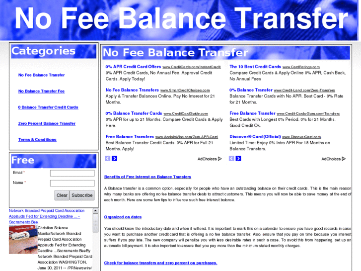 www.nofeebalancetransfer.org