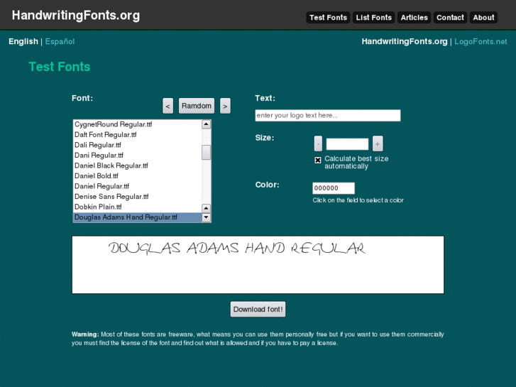 www.handwritingfonts.org