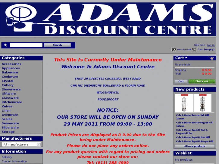 www.adamsdiscountcentre.com