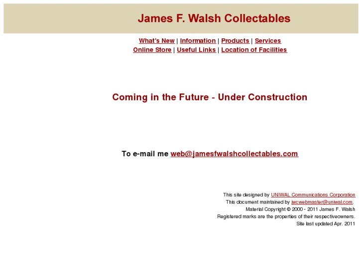 www.jamesfwalshcollectables.com