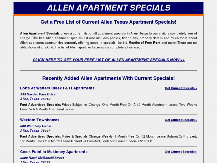 www.allen-apartment-specials.info