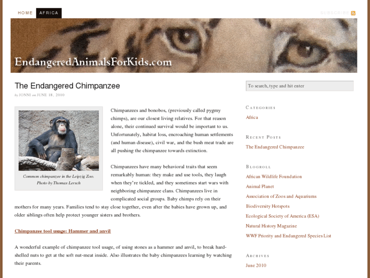 www.endangeredanimalsforkids.com