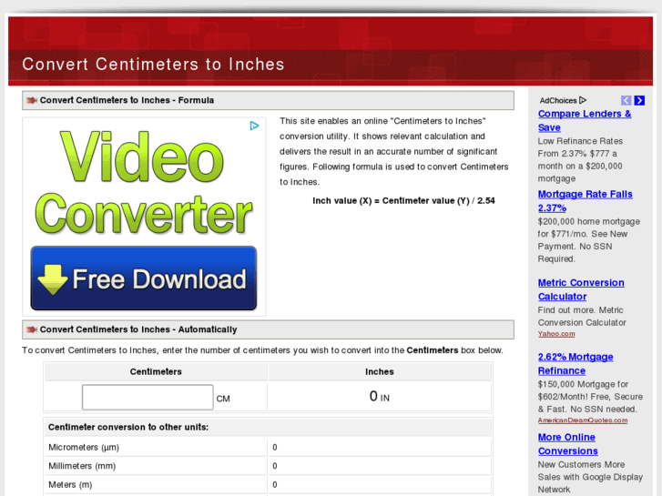 www.convertcentimeterstoinches.com