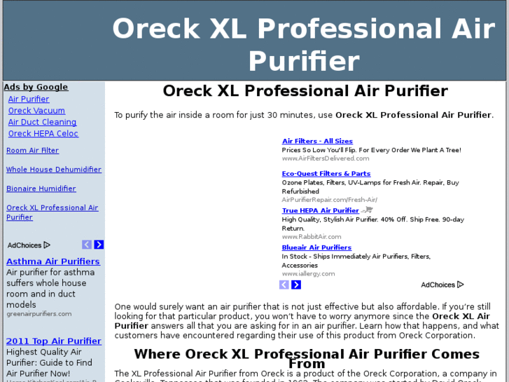 www.oreckxlprofessionalairpurifier.com