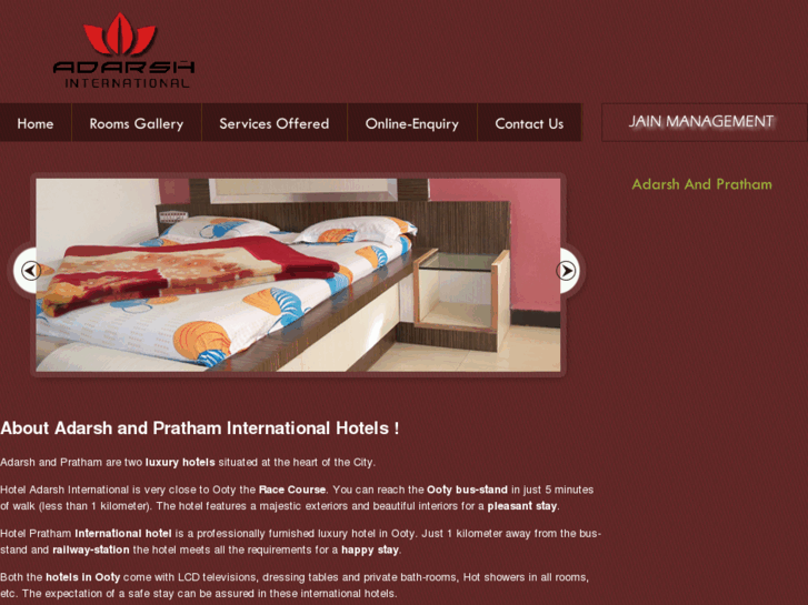 www.adarshhotelsooty.com