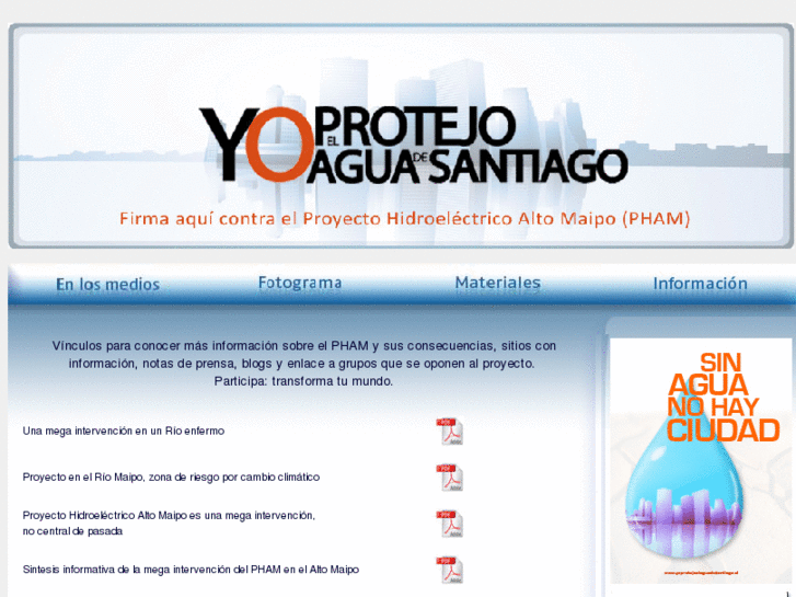 www.yoprotejoelaguadesantiago.cl