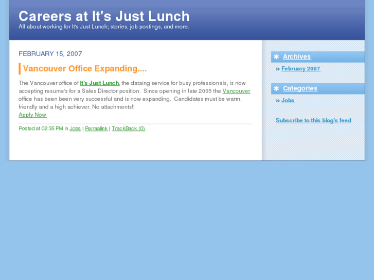 www.itsjustlunchcareers.com