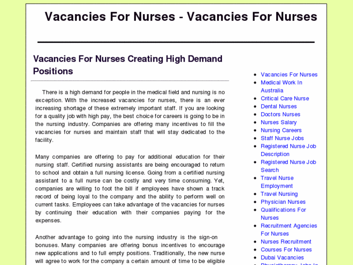 www.vacancyfornurses.com