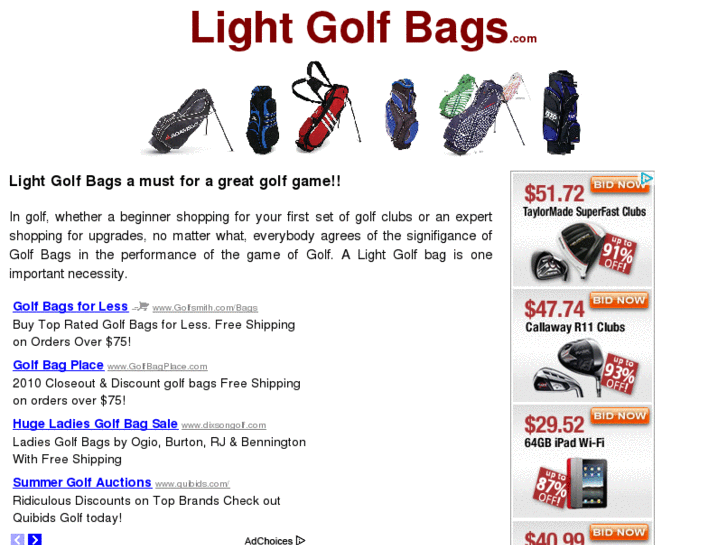 www.lightgolfbags.com