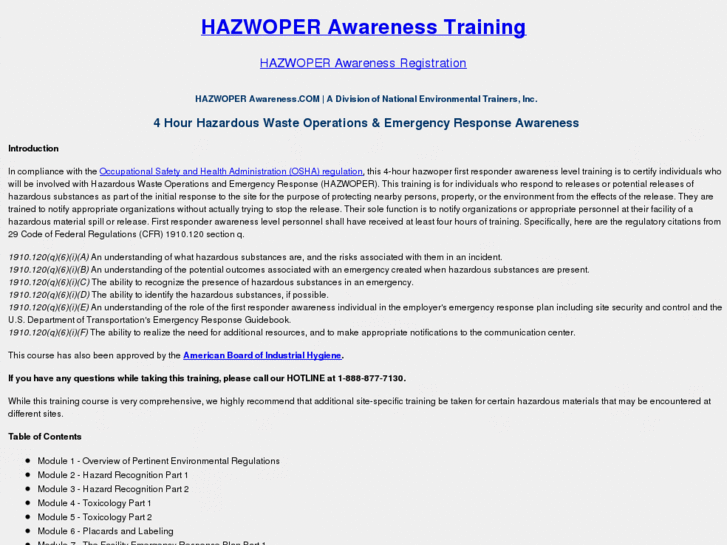 www.hazwoperawareness.com