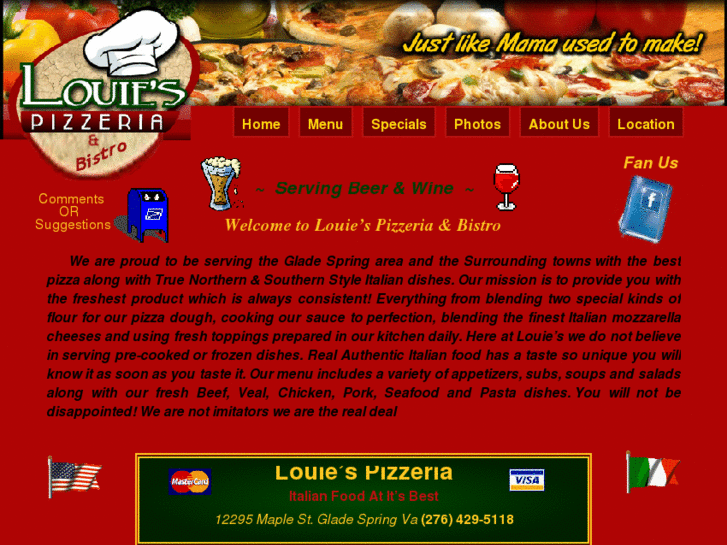 www.louiespizzas.net