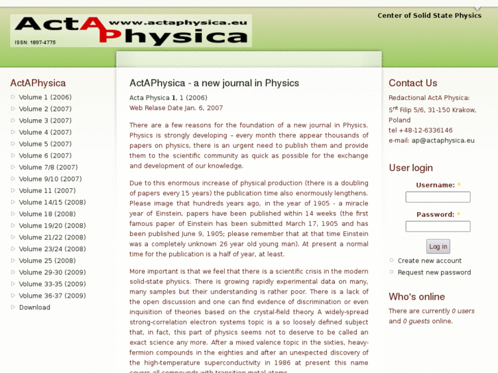 www.actaphysica.eu