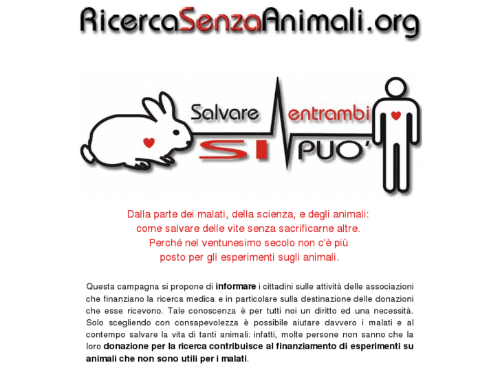 www.ricercasenzaanimali.org