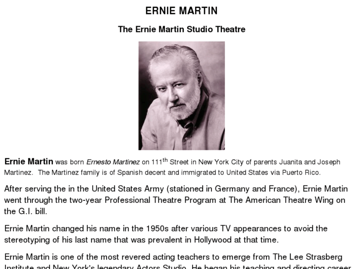 www.erniemartinstudiotheatre.com