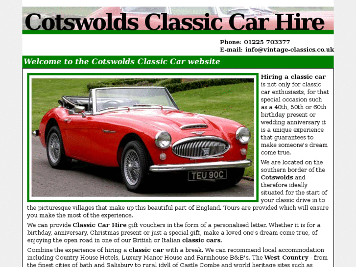 www.cotswoldsclassiccarhire.com