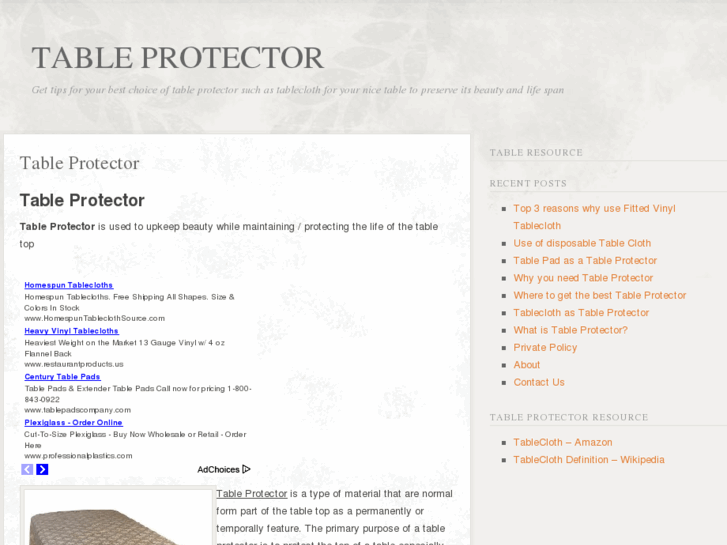 www.tableprotector.net