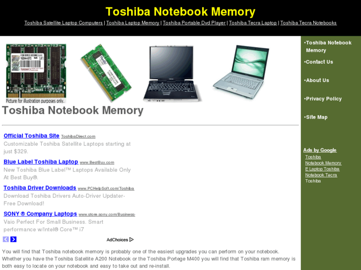 www.toshibanotebookmemory.com