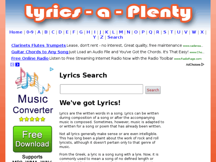 www.lyrics-a-plenty.com