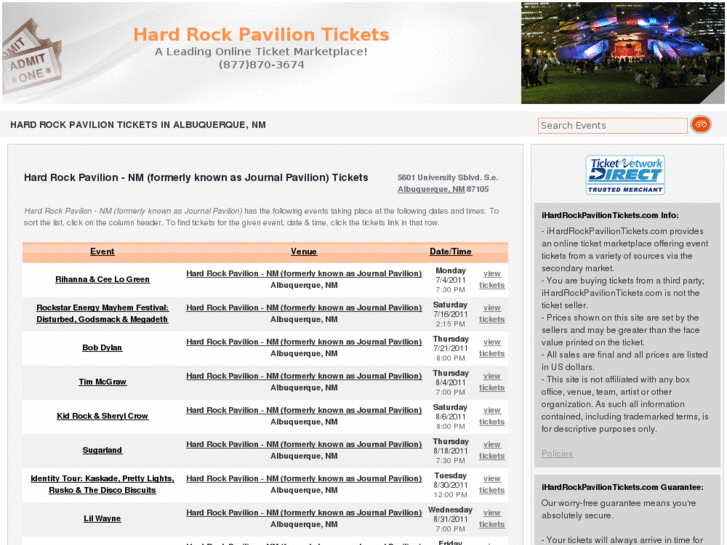 www.ihardrockpaviliontickets.com