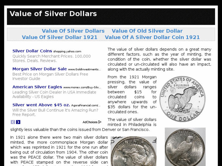 www.valueofsilverdollars.net