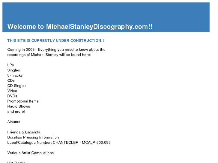 www.michaelstanleydiscography.com