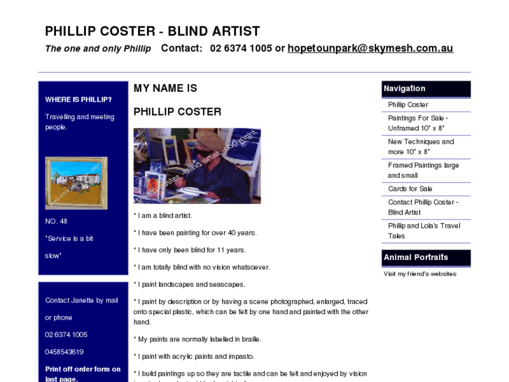 www.phillipcosterblindartist.com