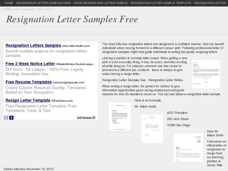 www.resignationlettersamplesfree.com