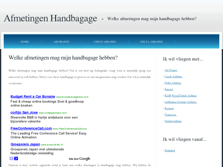 www.afmetingenhandbagage.nl