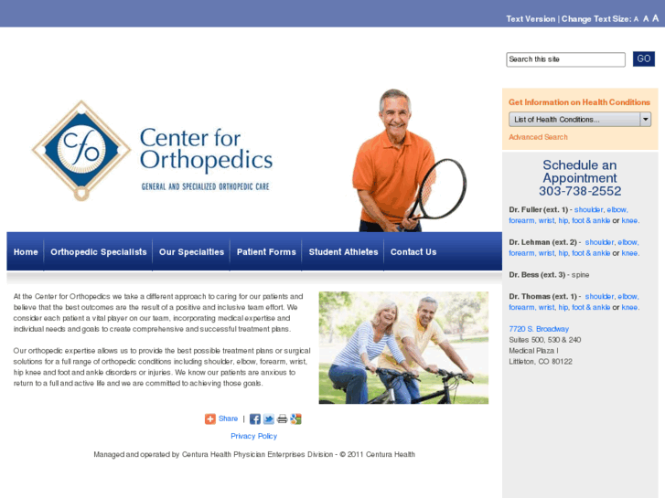 www.centerfororthopedics.com