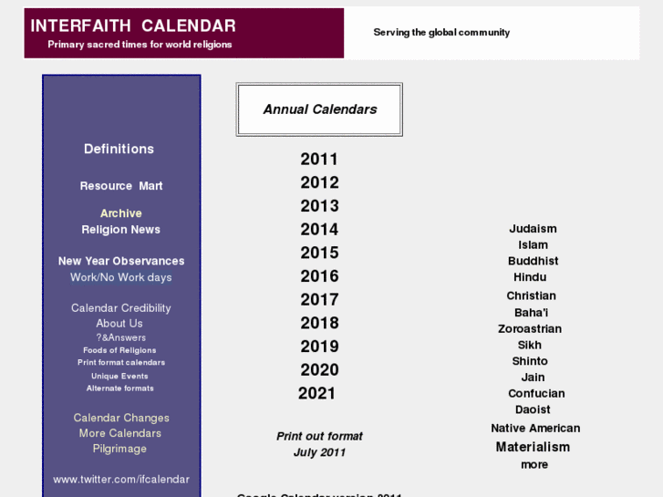 www.interfaithcalendar.org