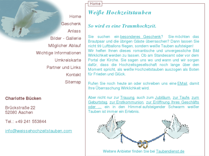 www.weissehochzeitstauben.com