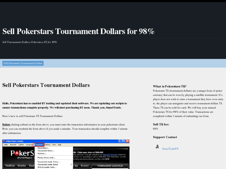 www.sellpokerstarstournamentdollars.com