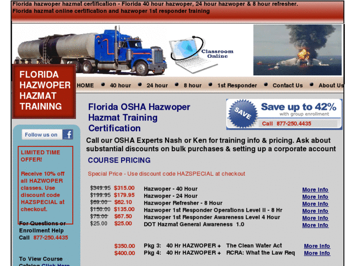 www.florida40hourhazwoperhazmatonlinetraining.com