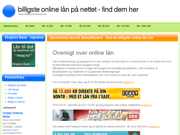 www.billigsteonlinelaan.dk