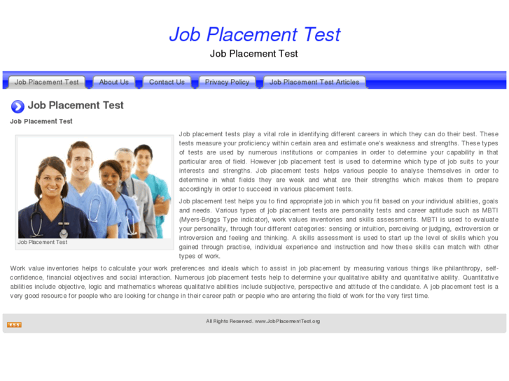 www.jobplacementtest.org