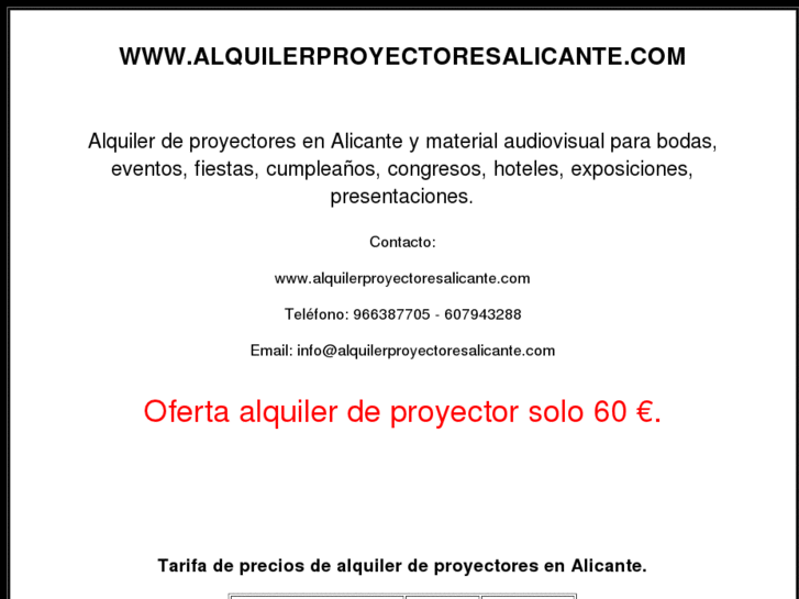 www.alquilerproyectoresalicante.com
