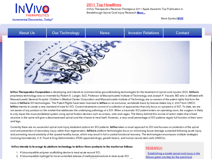 www.invivotherapeutics.com