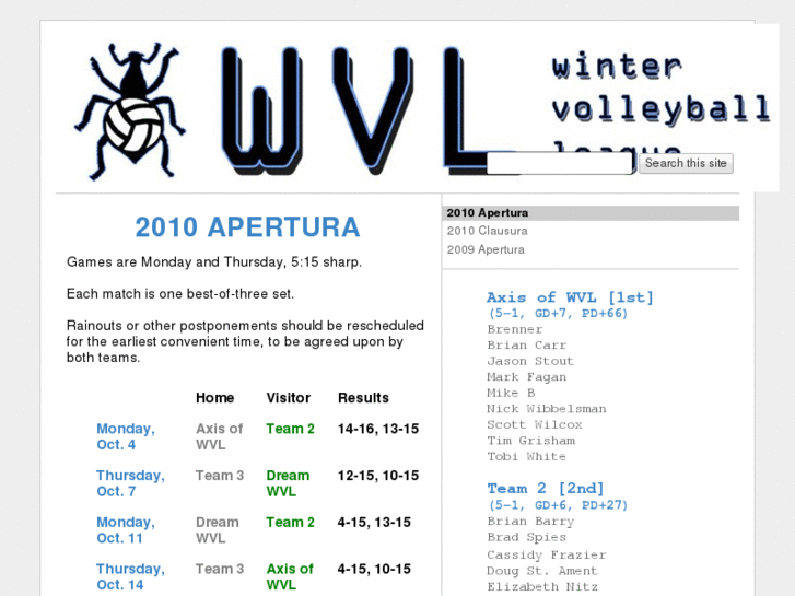 www.wintervolleyballleague.com