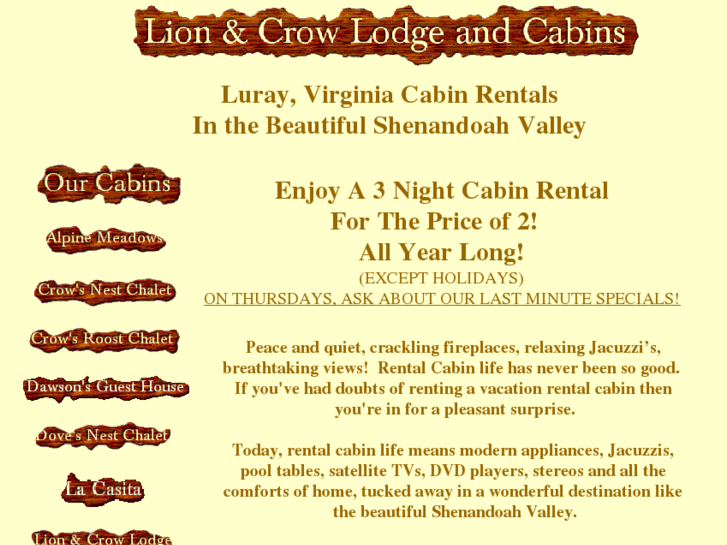 www.lioncrowcabins.com