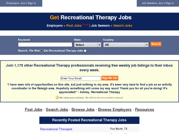 www.getrecreationaltherapyjobs.com