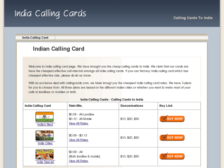 www.indiacallingcards.org