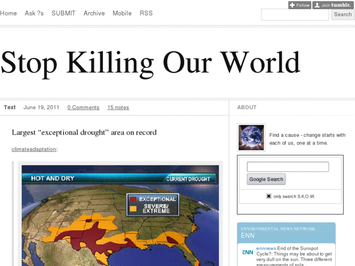 www.stopkillingourworld.org