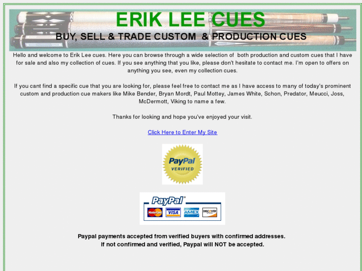 www.erikleecues.com