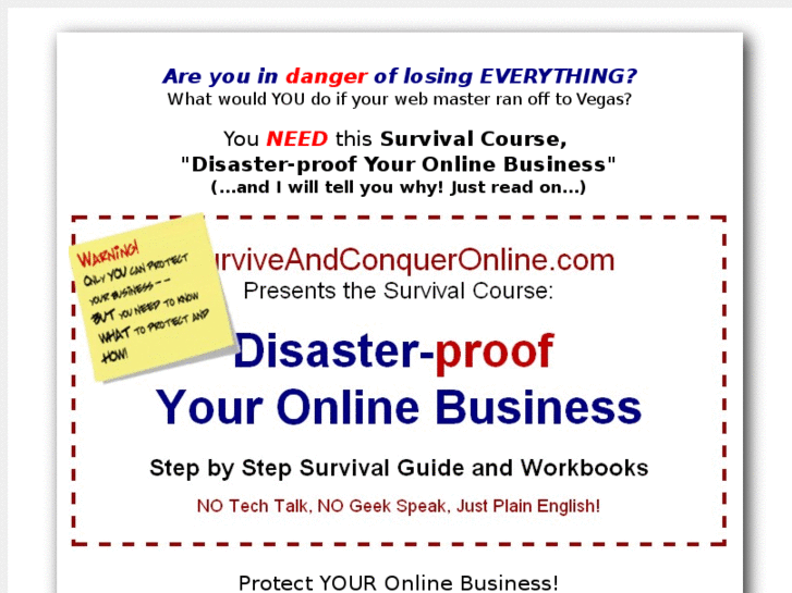 www.disasterproofyouronlinebusiness.com