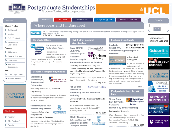 www.postgraduatestudentships.com