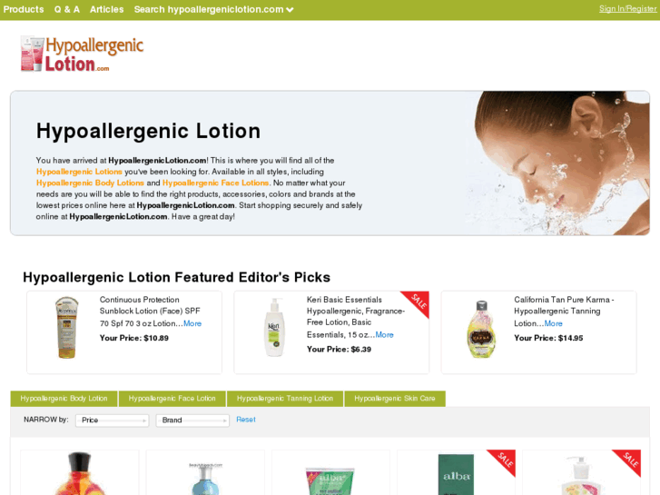 www.hypoallergeniclotion.com