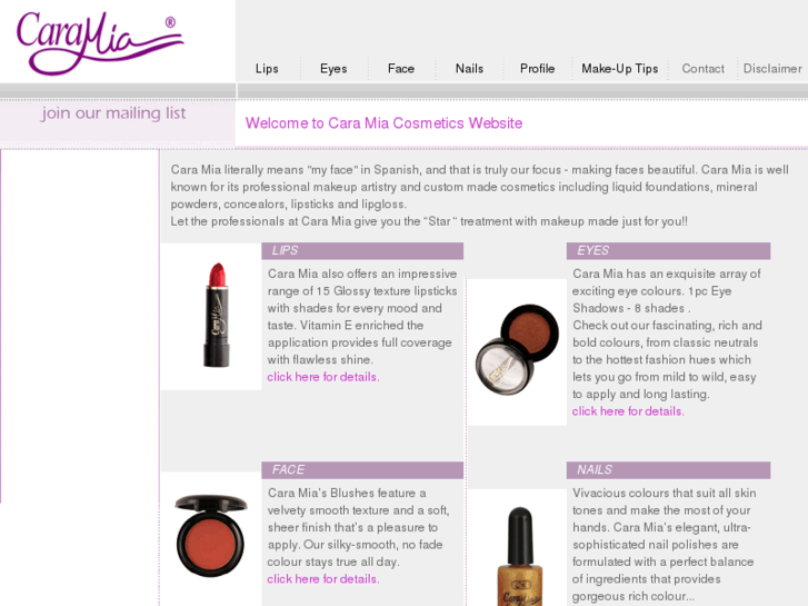 www.caramiacosmetics.com