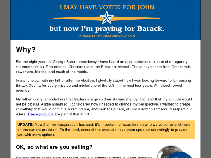 www.prayingforbarack.com