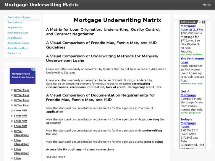 www.mortgageunderwritingmatrix.com